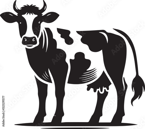 cow logo design, cow vector icon, cow silhouette vector, cow vector illustration, cow silhouette vector black and white full body