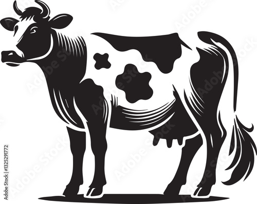 cow logo design, cow vector icon, cow silhouette vector, cow vector illustration, cow silhouette vector black and white full body