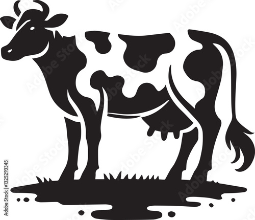 cow logo design, cow vector icon, cow silhouette vector, cow vector illustration, cow silhouette vector black and white full body