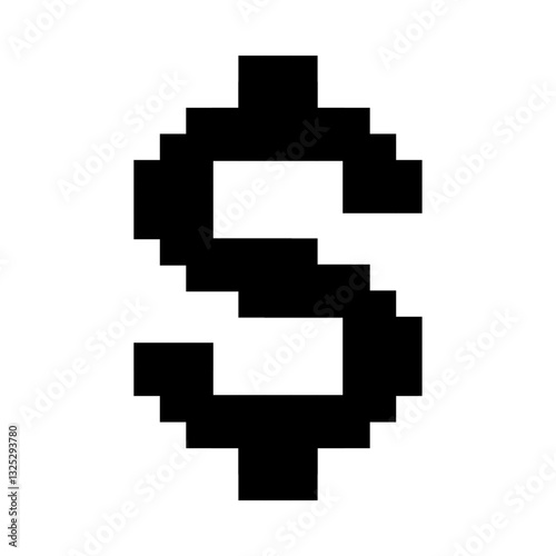 Pixelated Dollar Sign Symbol Icon