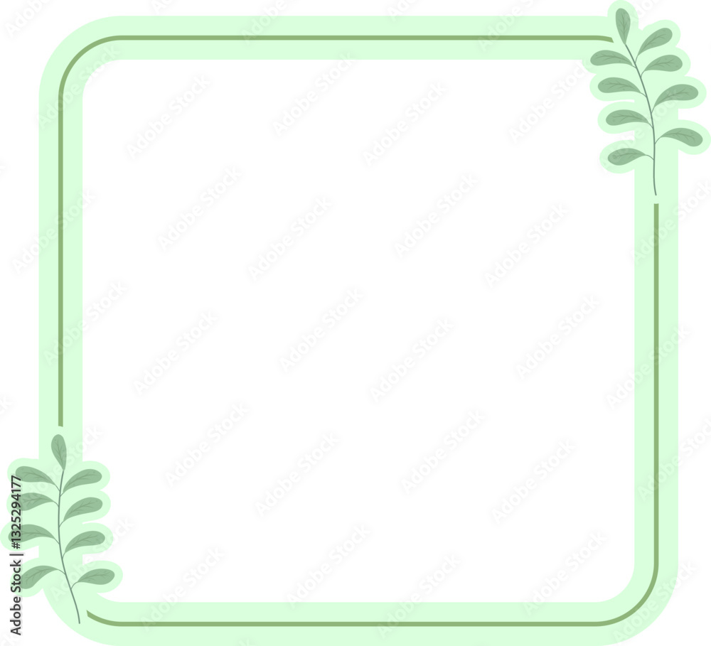 Obraz premium Green Leaf Frame Leaves Simple Background