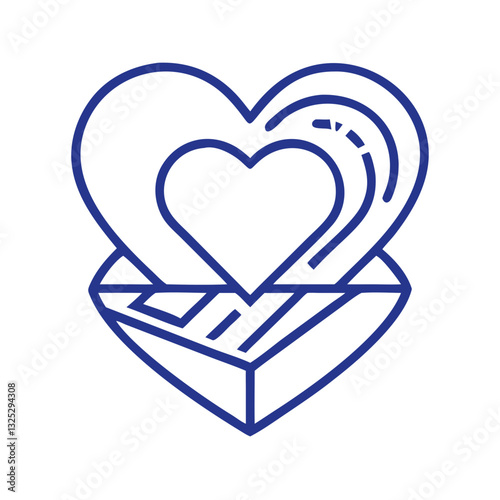 Charity icon with heart and donation box, humanitarian aid symbol