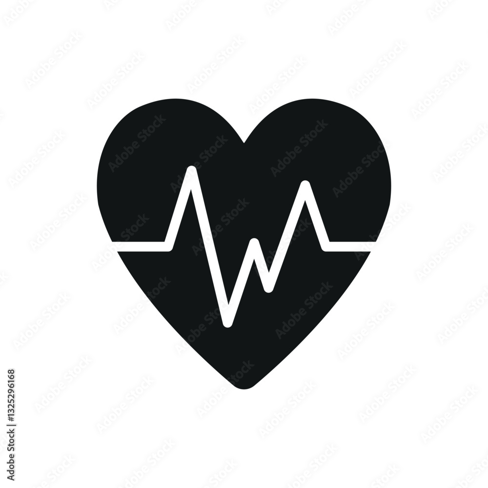 Heart with pulse icon represents cardiovascular health and overall well-being, perfect for World Health Day promotions, medical awareness campaigns, fitness branding, and healthcare-related visuals.