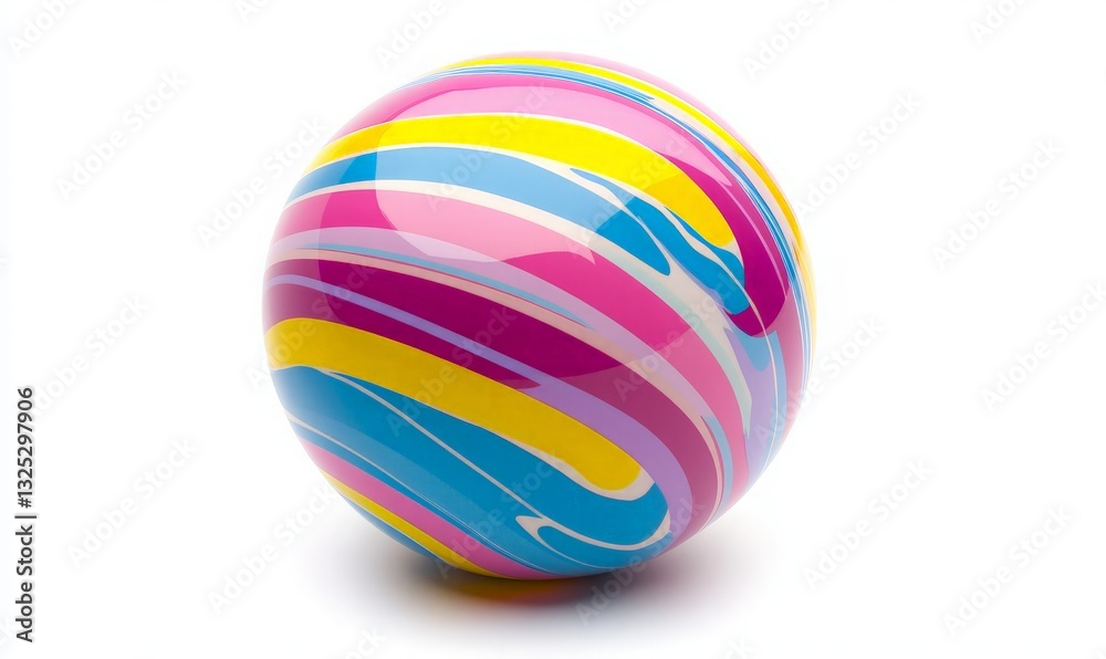 Obraz premium Colorful Swirled Sphere on White Background - Abstract Art for Decorative Use