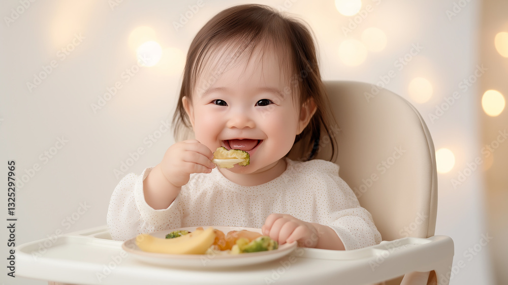 Baby Girl Eating Healthy Food in High Chair
Baby Girl Eating Healthy Food in High Chair