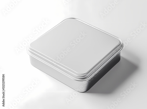 Wallpaper Mural Minimalist Metal Box: A sleek, square metal box with a lid, presented against a simple background, emphasizing its clean lines and design. Torontodigital.ca