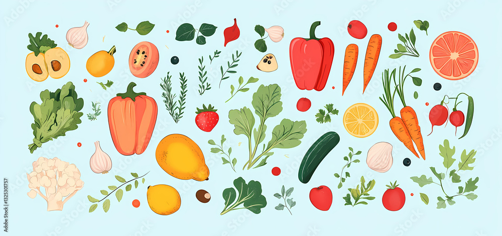 Fresh Harvest: An artfully arranged collection of vibrant fruits and vegetables, celebrating the bounty of nature and the essence of healthy eating. Fresh Harvest: An artfully arranged collection of vibrant fruits and vegetables, celebrating the bounty of nature and the essence of healthy eating.