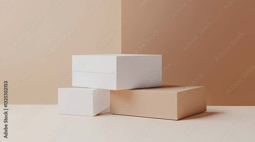 Minimalist Display: A simple and elegant arrangement of geometric display blocks, set against a two-tone background, offering a modern and versatile showcase for products or presentations. Minimalist Display: A simple and elegant arrangement of geometric display blocks, set against a two-tone background, offering a modern and versatile showcase for products or presentations.