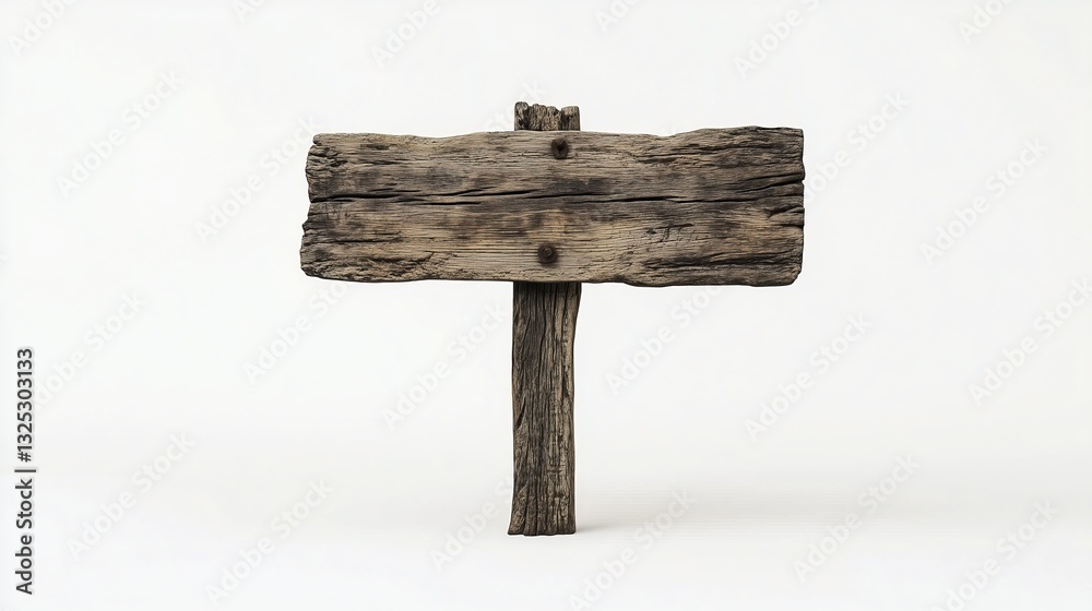 Fototapeta premium Old wooden sign on a white background, isolated
