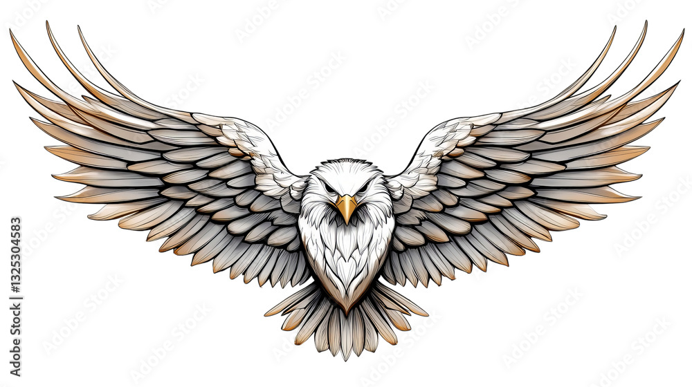 Obraz premium Png of Majestic white eagle soaring with powerful wings extended in flight on transparent background.