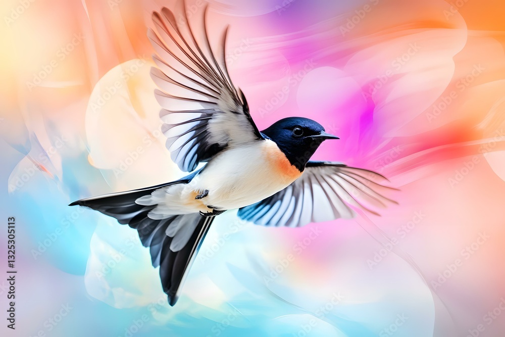 Fototapeta premium Colorful Bird in Flight, Vivid Abstract Background