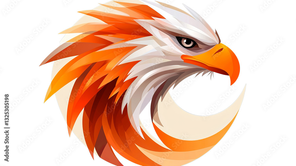 Obraz premium Png of Stylized illustration of a majestic eagle with vibrant orange and white feathers on transparent background.