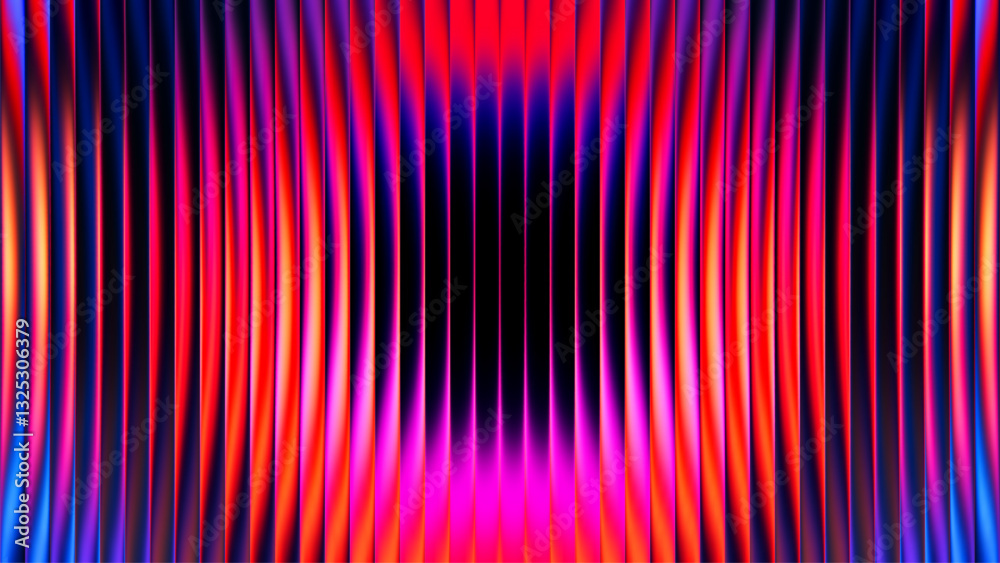 Futuristic vibrant circular gradient pattern with ribbed fractal glass texture blending smooth radiant colors. Bold dynamic abstract background perfect for creative digital design. Vector illustration
