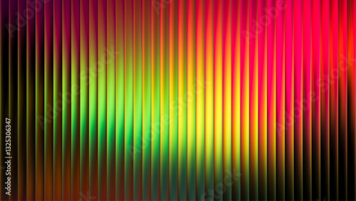 Ribbed fractal glass texture with vibrant gradient of warm summer tones and bright smooth fluted vertical lines. Bold dynamic design blending warm and vivid radiant colors for modern visual project