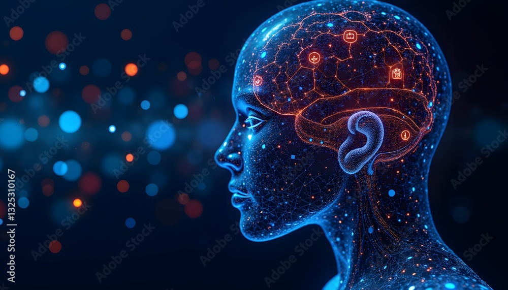 Digital Human Brain with Glowing Neural Network Digital Human Brain with Glowing Neural Network