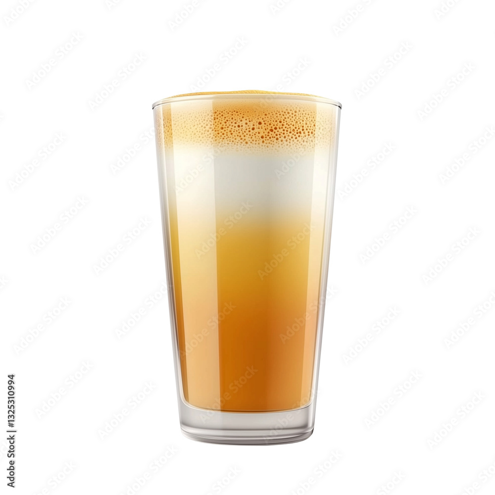 Refreshing Iced Latte Coffee Drink in Glass Layered Beverage Creamy Foam Refreshing Iced Latte Coffee Drink in Glass Layered Beverage Creamy Foam