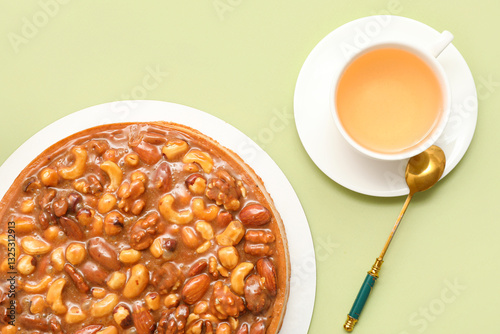 Plate of sweet tart with di...