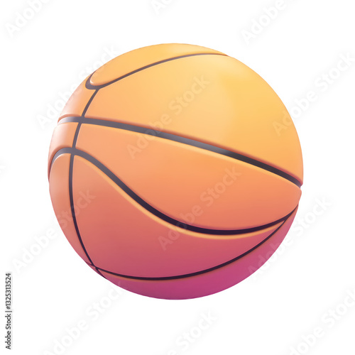 Stylized Orange And Pink Basketball Isolated On Transparent Background