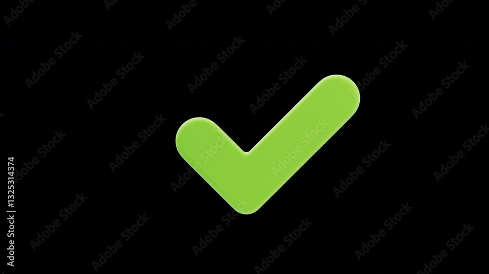 3D Animation of Green Check Mark Confirmation | Alpha Channel 3D Animation of Green Check Mark Confirmation | Alpha Channel