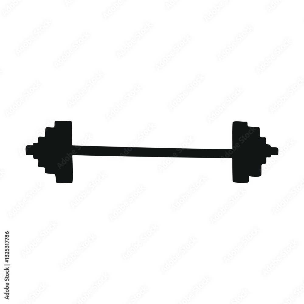 Vector hand drawn barbell silhouette isolated on white background