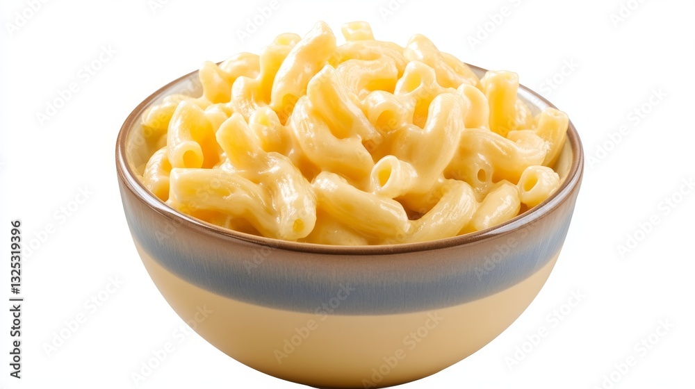 Creamy mac and cheese in a bowl, isolated on white background Creamy mac and cheese in a bowl, isolated on white background