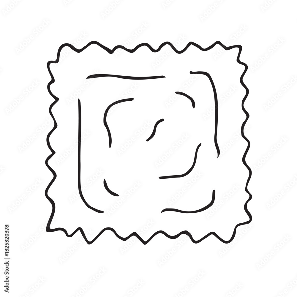 Vector hand drawn sketch doodle outline ravioli isolated on white background Vector hand drawn sketch doodle outline ravioli isolated on white background