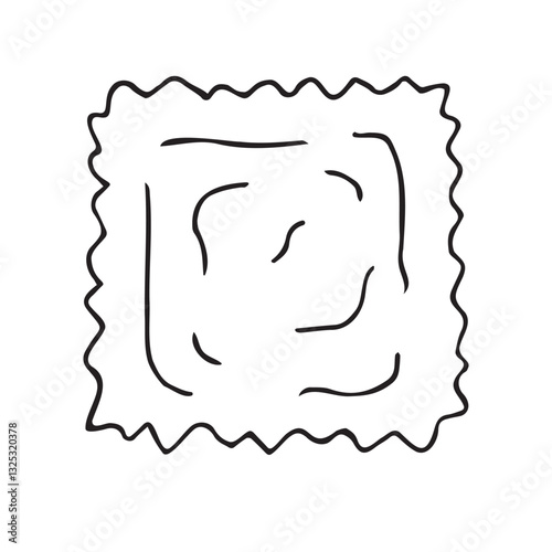 Vector hand drawn sketch doodle outline ravioli isolated on white background