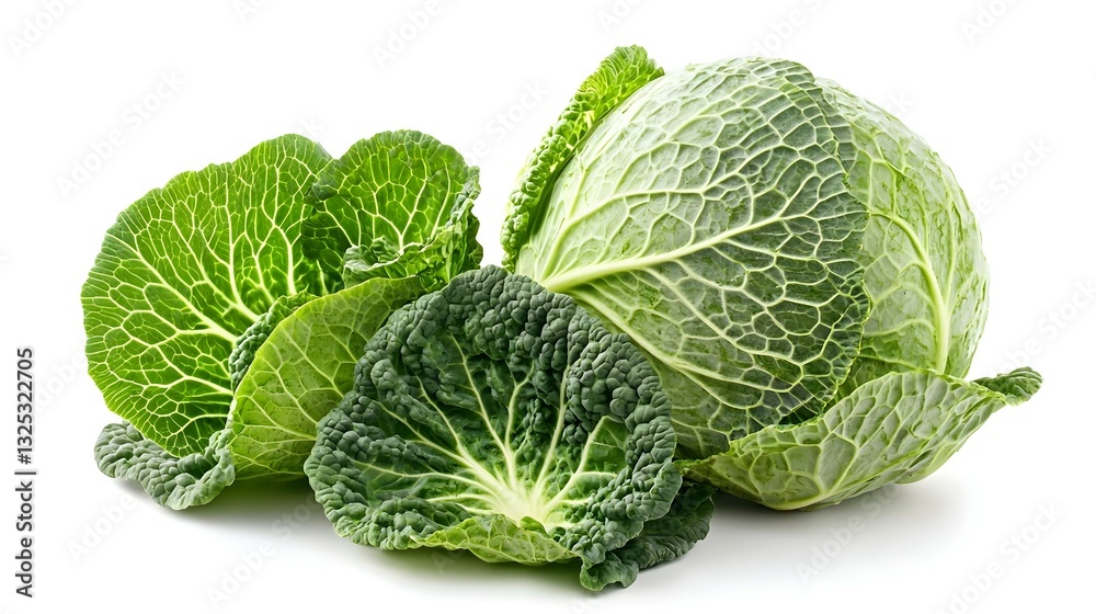 cabbage isolated on white background full depth