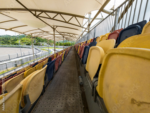 Side angle of stadium seats and track, Lombok, Indonesia photo