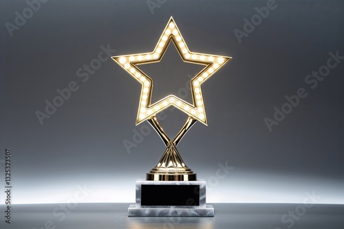 Star Trophy with Illuminated Design on Silver Background for Celebration Events