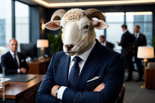 Sheep in Formal Suit, Surreal Anthropomorphic Art