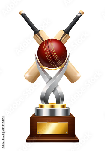 Cricket Trophy with Bats and Ball: A Winning Design for Sports Photography isolated on white or transparent png background