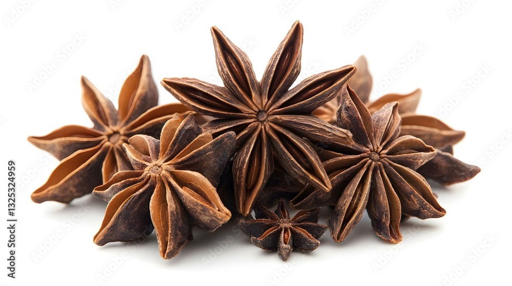 A group of star anises isolated on white A group of star anises isolated on white