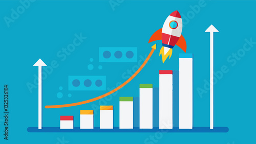 The trajectory of the line on the chart resembles a rocket launch symbolizing the rapid rise of grocery prices.. Vector illustration
