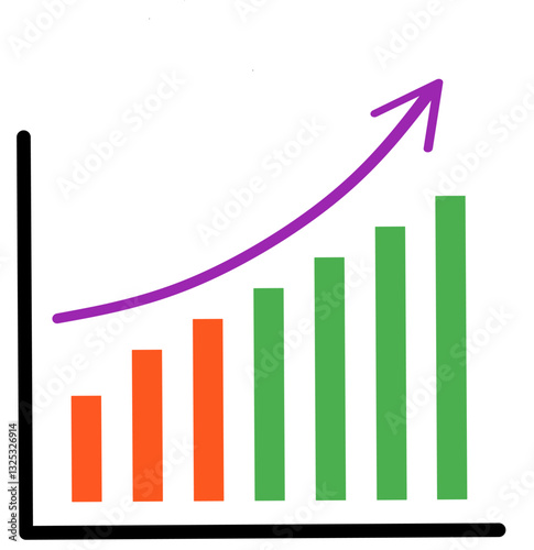 A growth chart with an upward trend, shown by increasing bars and a rising arrow Free Download A growth chart with an upward trend, shown by increasing bars and a rising arrow - GFXLoad