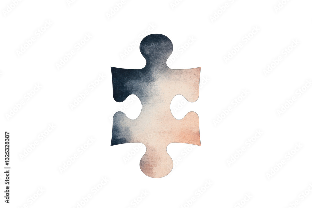 A puzzle piece featuring a soft, cloud-like texture in shades of blue and pink. A puzzle piece featuring a soft, cloud-like texture in shades of blue and pink.