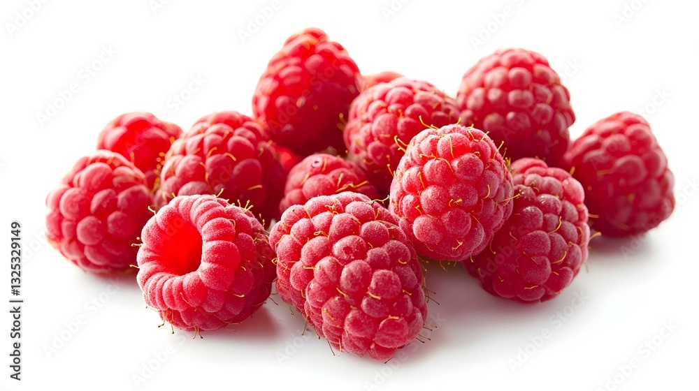 ripe juice red berries on twig of raspberries ripe juice red berries on twig of raspberries