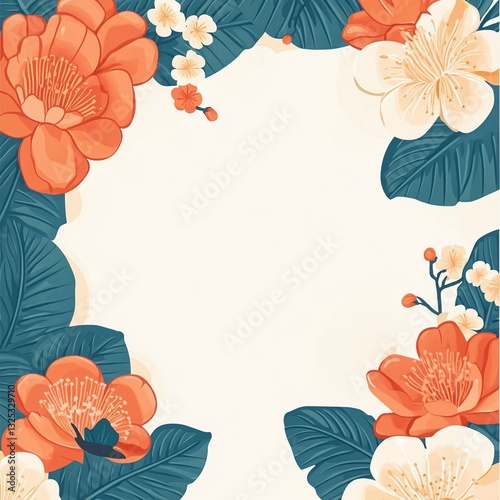 AAPI background with traditional flowers