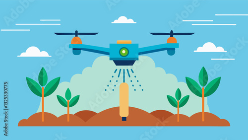 With the help of precision drone seeding farmers can adhere to specific planting patterns and achieve higher yields.. Vector illustration