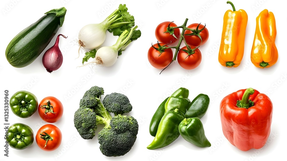 set of vegetable on white background set of vegetable on white background