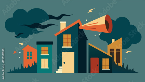 The wind whistles through the abandoned homes their doors and windows creaking as if trying to tell the story of the people who once lived here.. Vector illustration