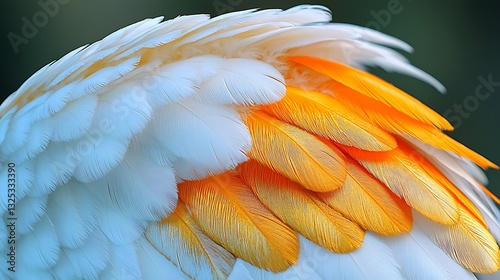 Close up detail of a bird with bright colorful feathers