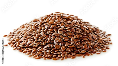 Flax seeds heap isolated on white