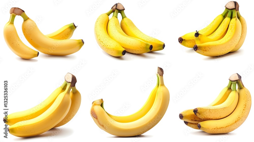 Collection of bananas isolated on white Collection of bananas isolated on white