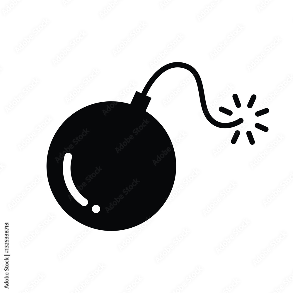 black powder explosive icon or fuse explosive classic weapon cartoon illustration