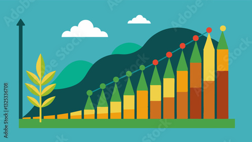The visual depiction of a widening gap between the expected and actual crop yields over time showcased the worsening impact of climate change on agricultural production.. Vector illustration