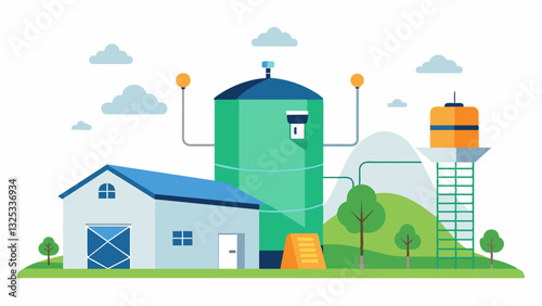 Using precision technology farmers are now able to monitor the moisture levels in their silage and make adjustments in realtime to avoid spoilage.. Vector illustration