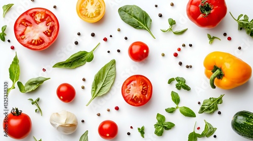 Flat lay composition with fresh vegetables