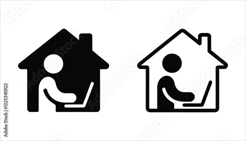 Work from Home Icon. Remote Job Silhouette Vector Illustration.