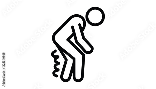 Back Pain Icon. Spine Injury and Muscle Strain Vector Illustration.